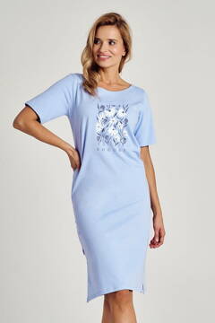 Koszula nocna niebieska z kwiatowym wzorem Taro Viviana 3139/64/65