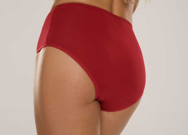 Gładkie wysokie bawełniane figi De Lafense bordo 018 Sara