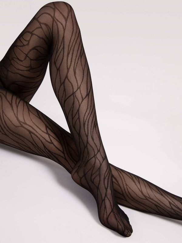 Wzorzyste czarne rajstopy Fiore ORGANICA 30 DEN