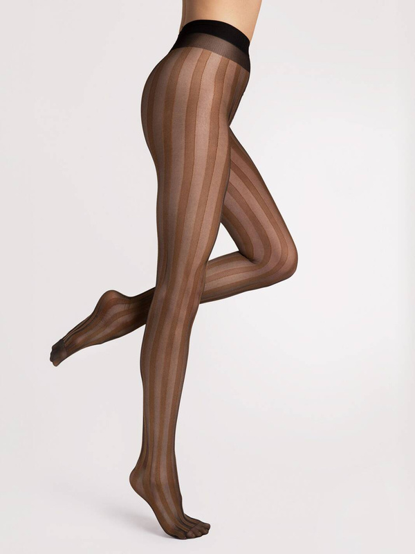 Rajstopy w brązowe paski Fiore RAYA 20 DEN black/brown