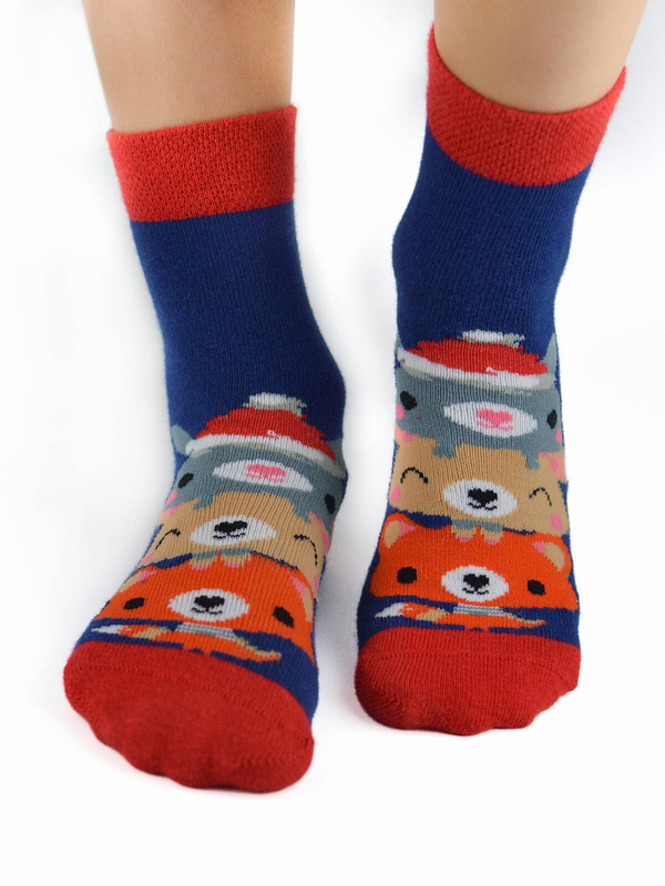 Skarpetki dziecięce bawełniane XMAS Misie - Noviti