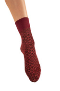 Czerwone, wzorzyste skarpetki z mikrofibry Fiore REINA 40 den