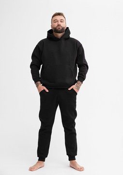 Wygodny dres męski Dk-k-b14 czarny  bawełna gruba - Dkaren