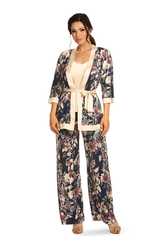 Satynowe długie spodnie Hamana Ewona granat