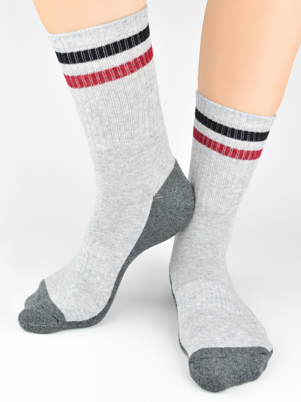 Sportowe skarpety półfrotte jasnoszare - Noviti SF028