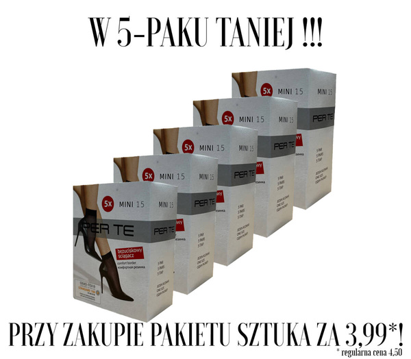 Paczka elastycznych skarpetek rajstopowych Perte Mini 15 den / 25 par