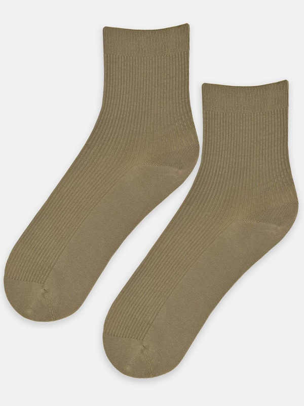 Skarpety damskie prążek super soft beżowe - Noviti