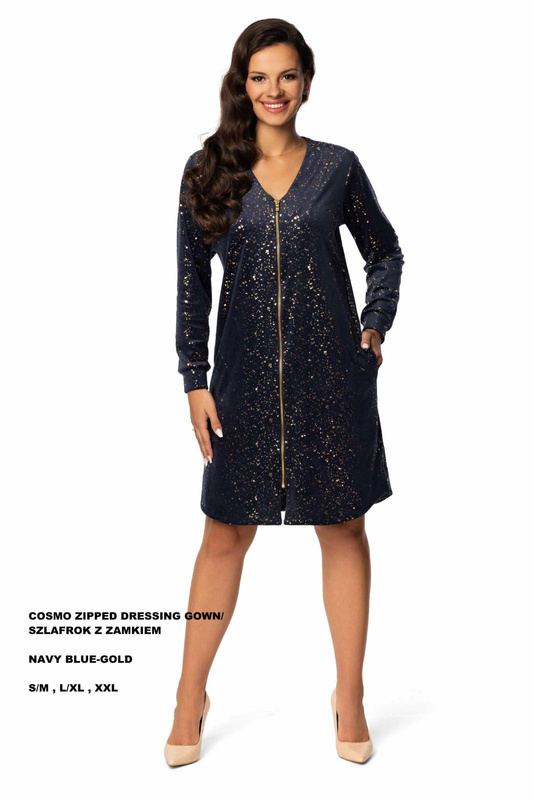 Elegancki szlafrok na zamek Hamana Cosmo w kolorze navy