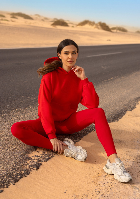 Komplet Oseye H1 - czerwony bawełna gruba i prążki - Dkaren