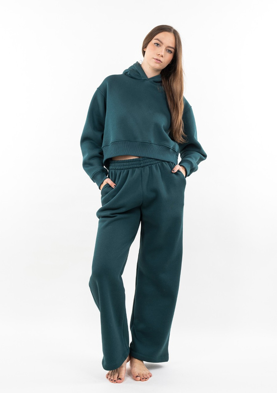 Ciepły komplet dresowy, bawełniany Dk-k-b15 butelkowa zieleń Dkaren