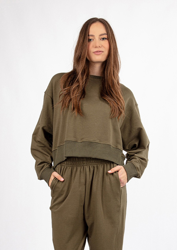 Bawełniana bluza dresowa DK-K-B23 - khaki Dkaren