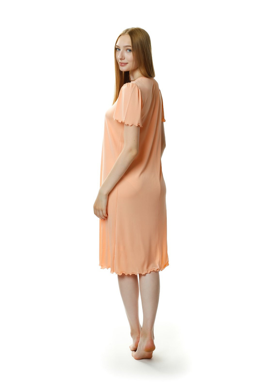 Długa koszula nocna Mewa 4112 Beatriz z jedwabiu Vistex morelowy