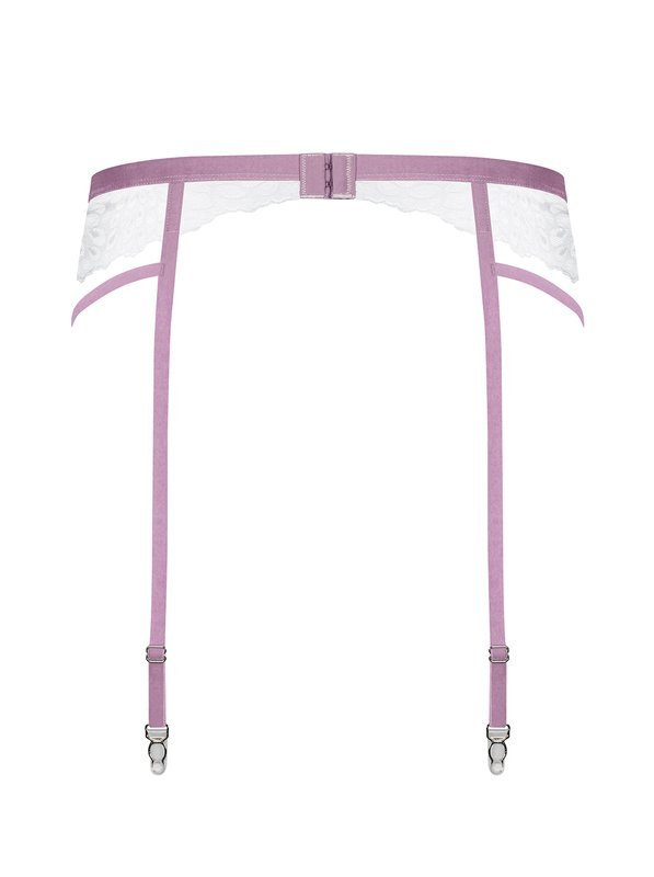 Biało fioletowy pas do pończoch Obsessive Lilyanne