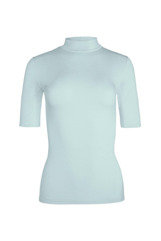 Bluzka damska z krótkim rękawem i półgolfem Babell LAYLA Szałwia