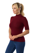 Bluzka damska z krótkim rękawem i półgolfem Babell LAYLA BORDO