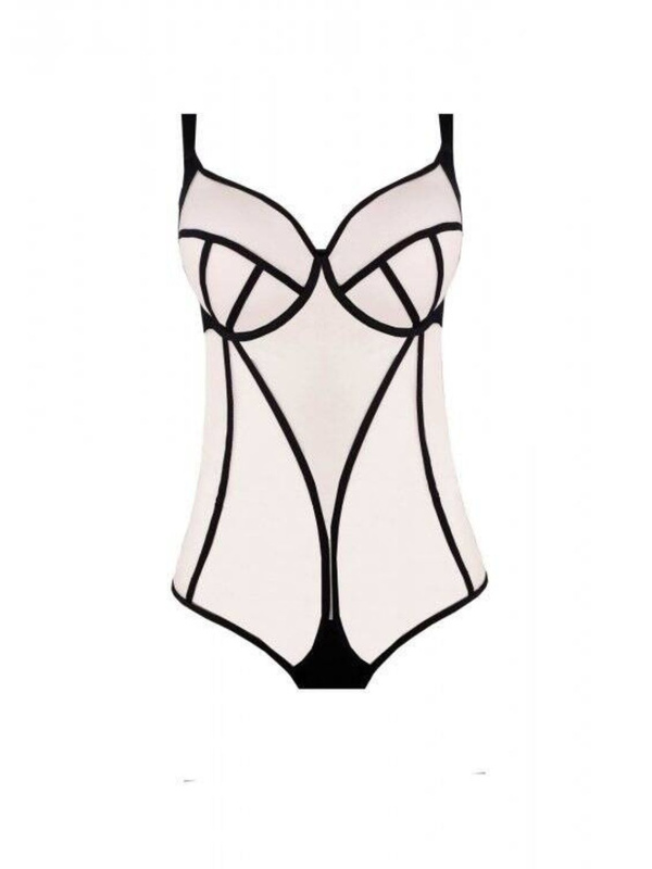 Cieliste body Unikat GRISELDA czarny beż