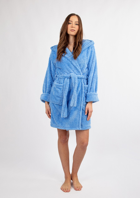 Puchaty szlafrok/ podomka DIANA- ciemny niebieski Dkaren