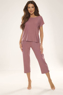 Koszulka ze spodniami 7/8 De Lafense 696 Freya w kolorze jagodowym