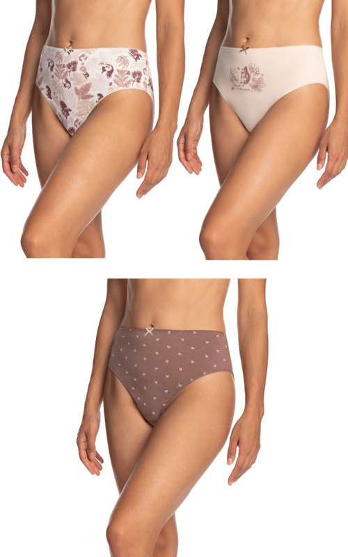 Bawełniane figi damskie Lama 3-pak Bikini - jasne kolory