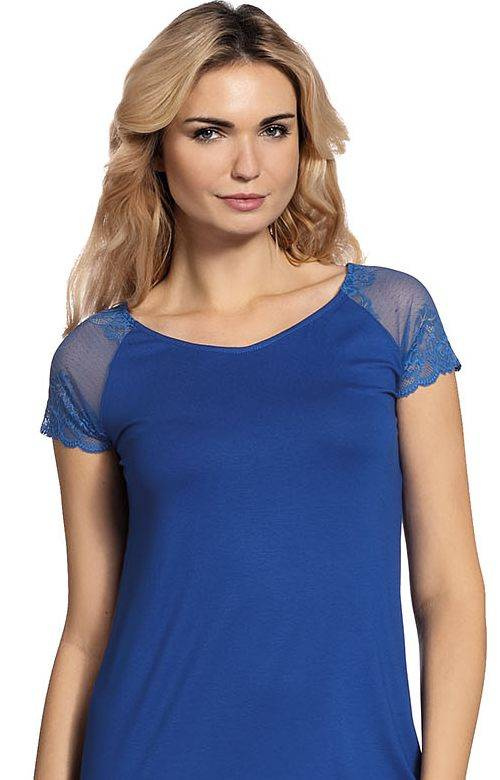 Ekskluzywna chabrowa koszula nocna De Lafense 349 / 462 Estelle S-4XL