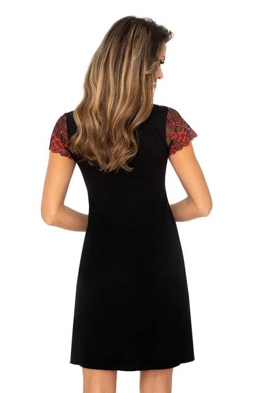 Elegancka koszula nocna Donna Mirella z koronką w kolorze czerwonym