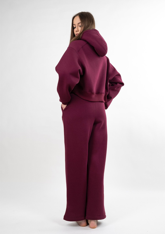 Ciepły komplet dresowy, bawełniany Dk-k-b15 bordo Dkaren