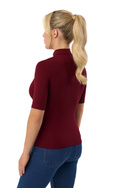 Bluzka damska z krótkim rękawem i półgolfem Babell LAYLA BORDO