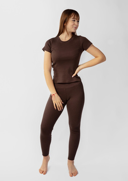 Komplet Halima - czekolada bawełna prążki  - Dkaren