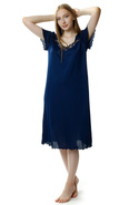 Granatowa koszula nocna Beatriz za kolano - Mewa 4112