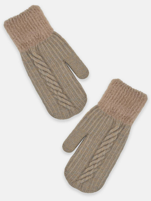 Rękawiczki damskie 1P akryl podwójne warkocz RZ056 - Noviti