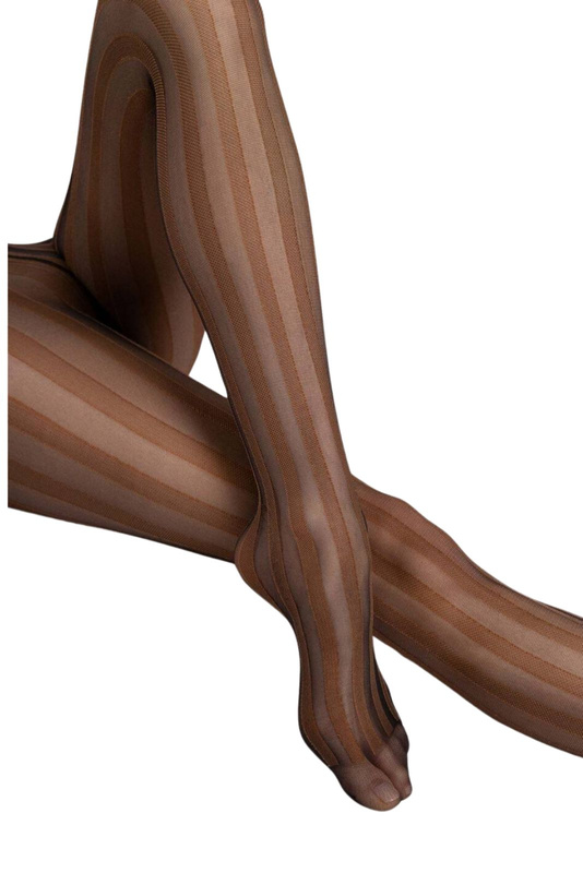 Rajstopy w brązowe paski Fiore RAYA 20 DEN black/brown