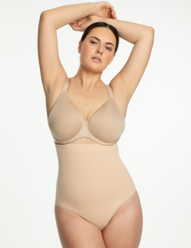 SEAMLESS HIGH-WAIST PANTY 441 -figi wyszczuplające wysoka talia BEZSZWOWE beż