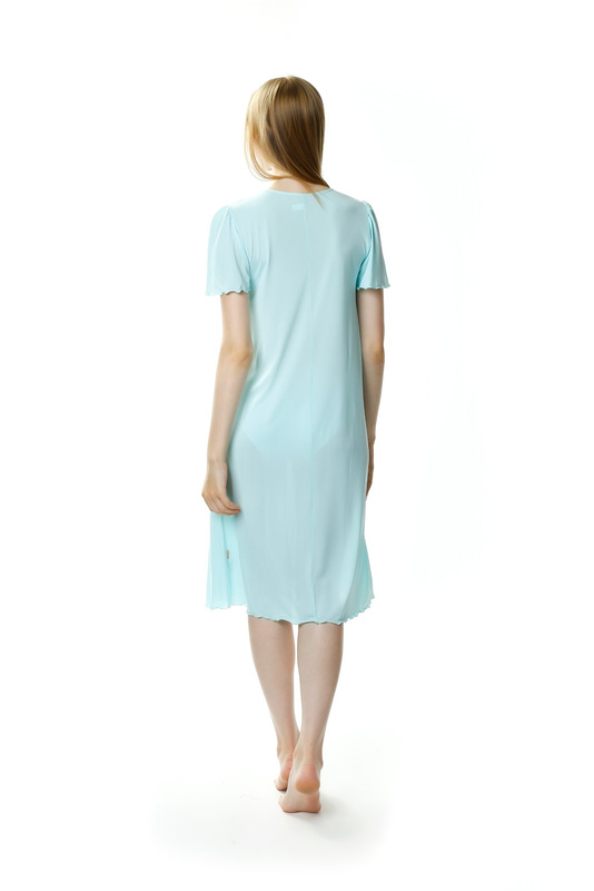 Długa koszula nocna Mewa 4112 Beatriz z jedwabiu Vistex miętowy