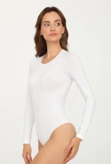 Białe body damskie z długim rękawem Gatta L