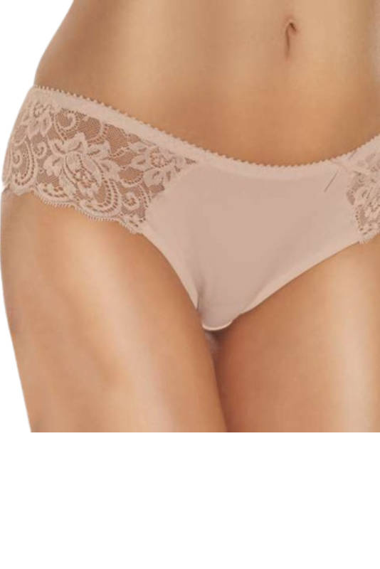 Beżowe bawełniane figi damskie z koronką Gabidar 105