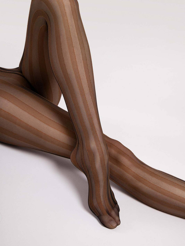 Rajstopy w brązowe paski Fiore RAYA 20 DEN black/brown