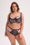 Gustowny biustonosz półusztywniany na duże biusty Aina Maxi granat-róż 1273 - Gaia