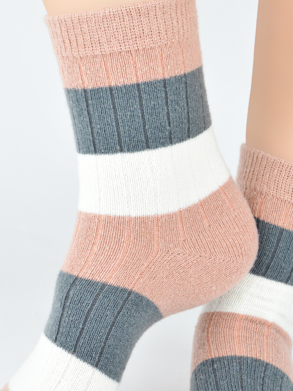 Skarpety damskie z wełną mix 6 par SB 139 tonacja szaro- różowa - Noviti