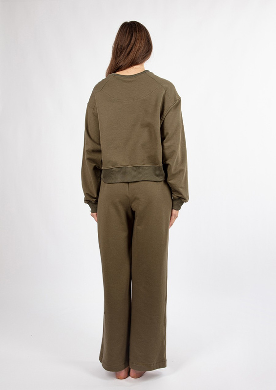 Bawełniany komplet dresowy DK-K-B23 - khaki Dkaren