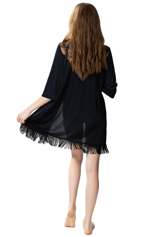 Czarny peniuar damski Caryca piękne plecy 6309 czarny - Mewa