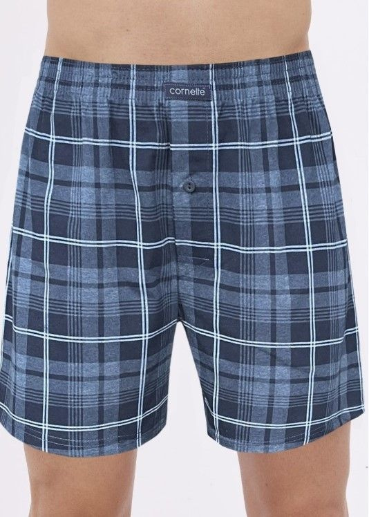 Granatowe i niebieskie luźne bokserki w kratkę Cornette Comfort 318/307/288/292/294/293