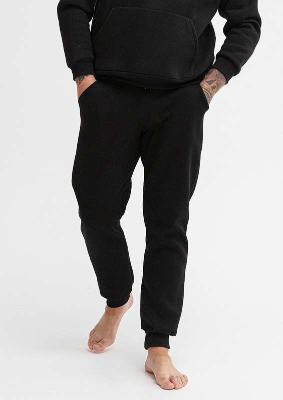 Spodnie męskie dresowe DK-K-B14 czarny  bawełna gruba - Dkaren