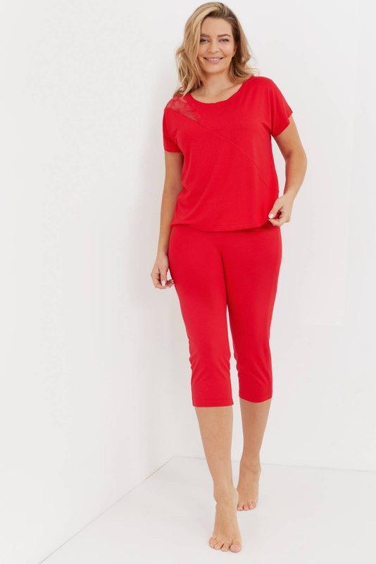 Piżama De Lafense 740 Velar krótki rękaw, spodnie rybaczki