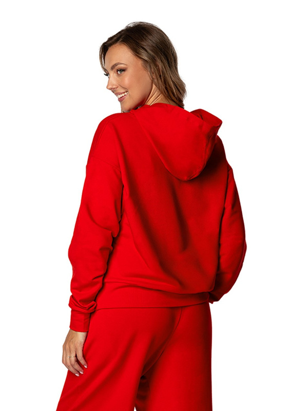 Modna bluza z kapturem DK-K-B8 - biały bawełna - Dkaren