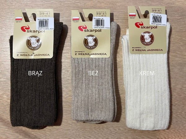 Ekskluzywne skarpetki z wełny jagnięcej Skarpol 53 - beżowe