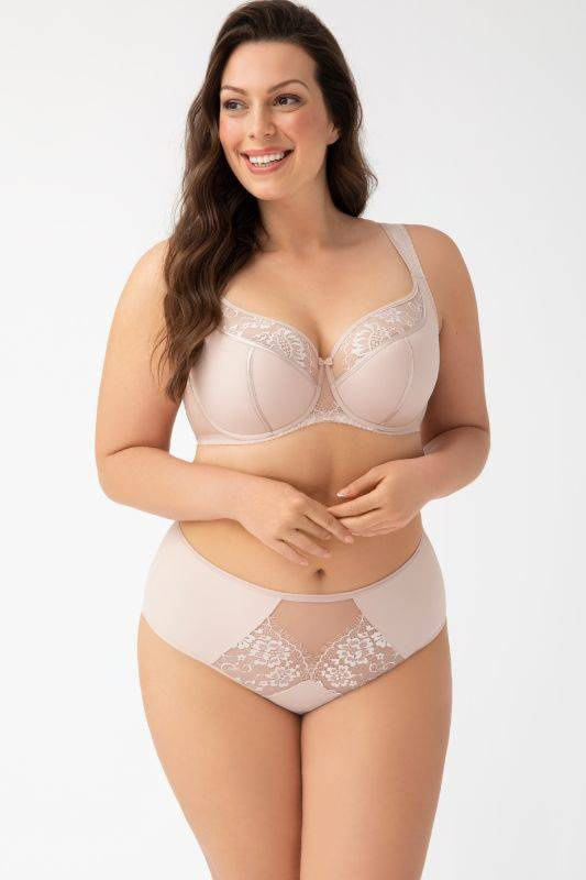 Pełne beżowe figi z ozdobnymi wstawkami Gorsenia K648 ALICANTE