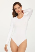 Białe body damskie z długim rękawem Gatta L