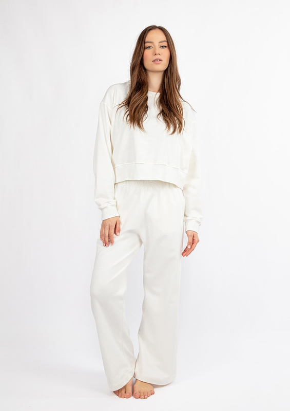 Bawełniany komplet dresowy DK-K-B23 - ecru Dkaren