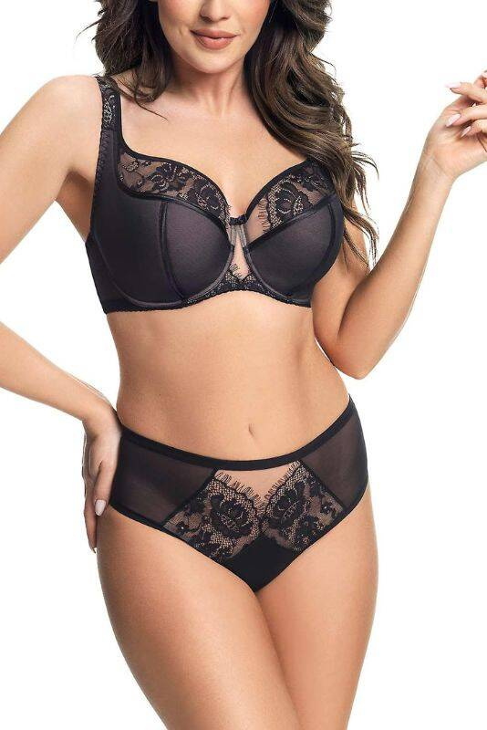 Eleganckie czarne figi brazyliany Gorsenia K649 ALICANTE