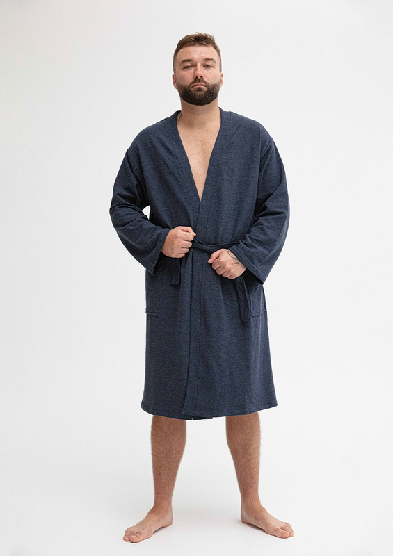 Bawełniany szlafrok/ podomka Męska Harry- niebieski- Dkaren